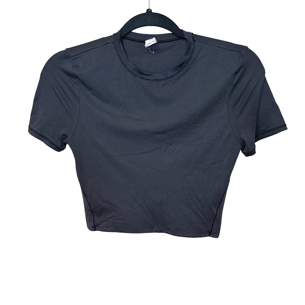 Lululemon Ultra Soft Nulu Crewneck Cropped T-Shirt Black W3HPQS Small - Picture 2 of 8